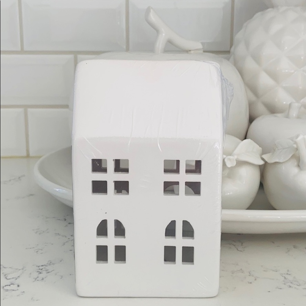 White Ceramic Tall Light Up House - Picture 2 of 15